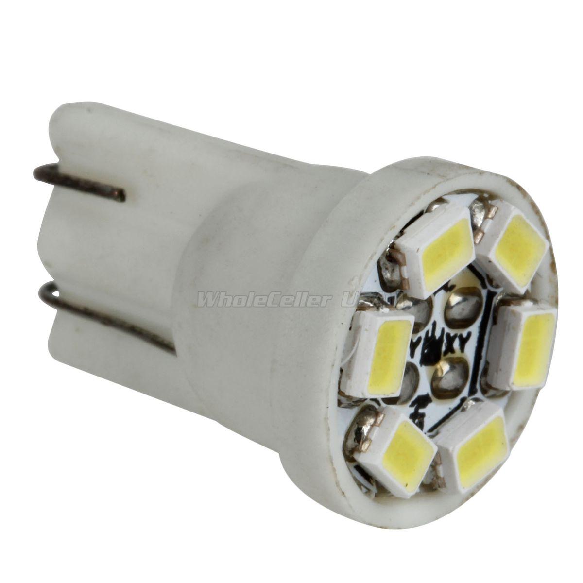 2x T10 194 2825 168 HID White 6 1210 SMD LED Bulbs For License Plate