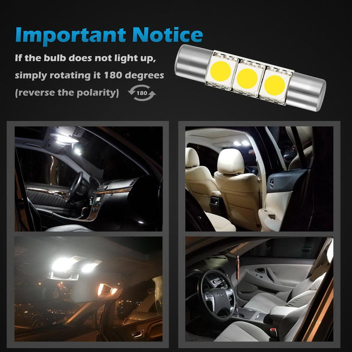 4x White Visor Vanity Mirror Lights Makeup Light White 3 SMD 6641 6614F Fuse LED