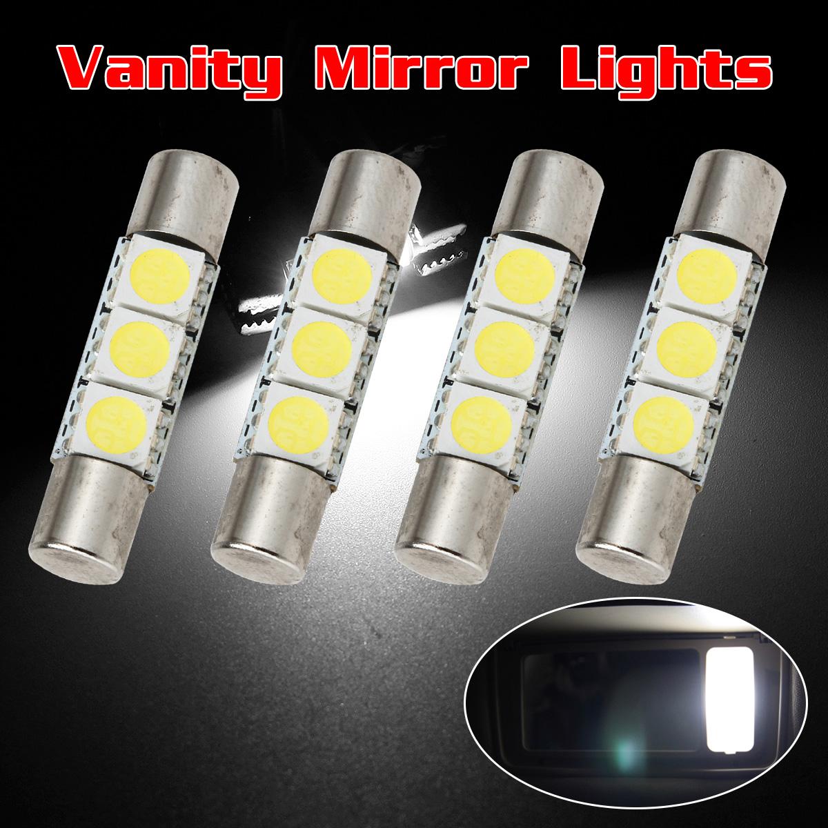 4pcs White 5050 3-LED Car Interior Vanity Mirror Lights Sun Visor Lamps 12V eBay