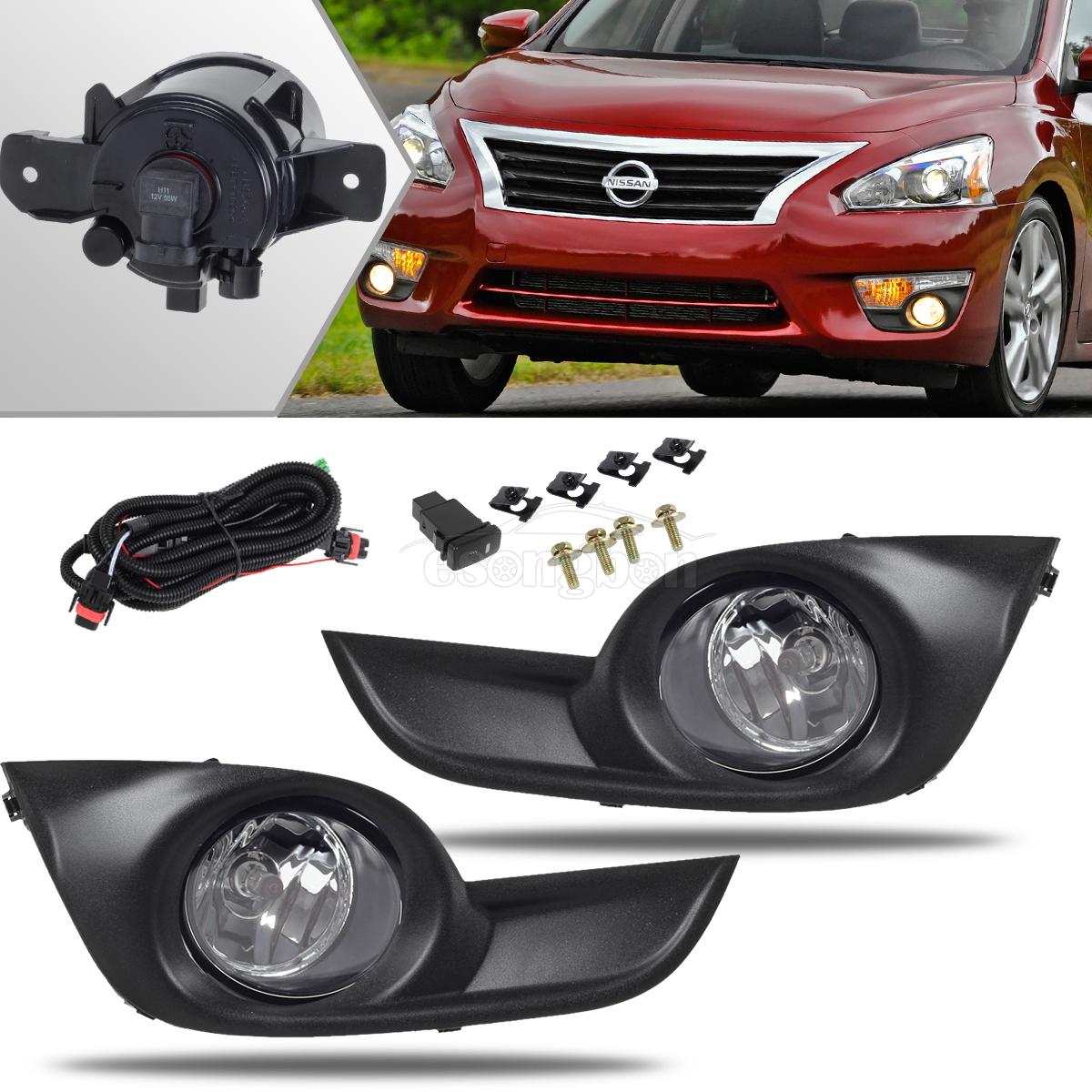 For 2013 2014 2015 Nissan Altima 4 Door Fog Light Kit Clear Lens Wiring Harness eBay