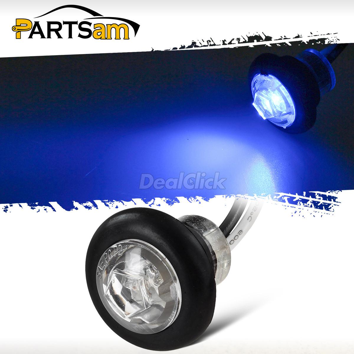 3/4" Mini Blue Side Marker & Clearance light Trailer Lamp Single LED