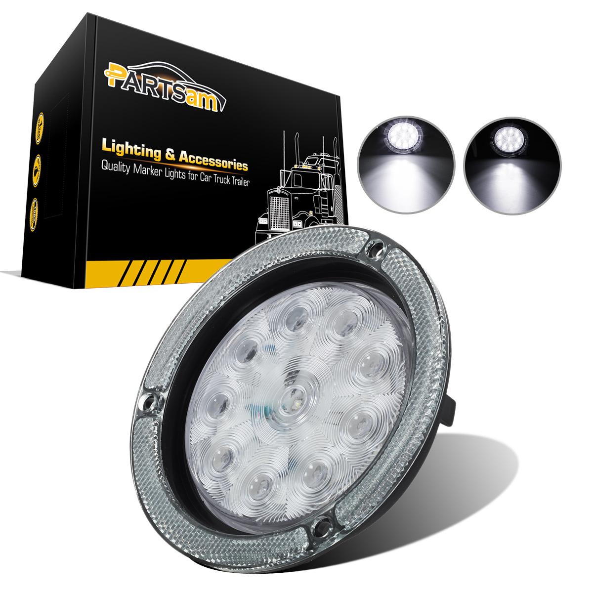 4" Round White LED Truck Trailer Boat 10 Diodes Reverse/Backup