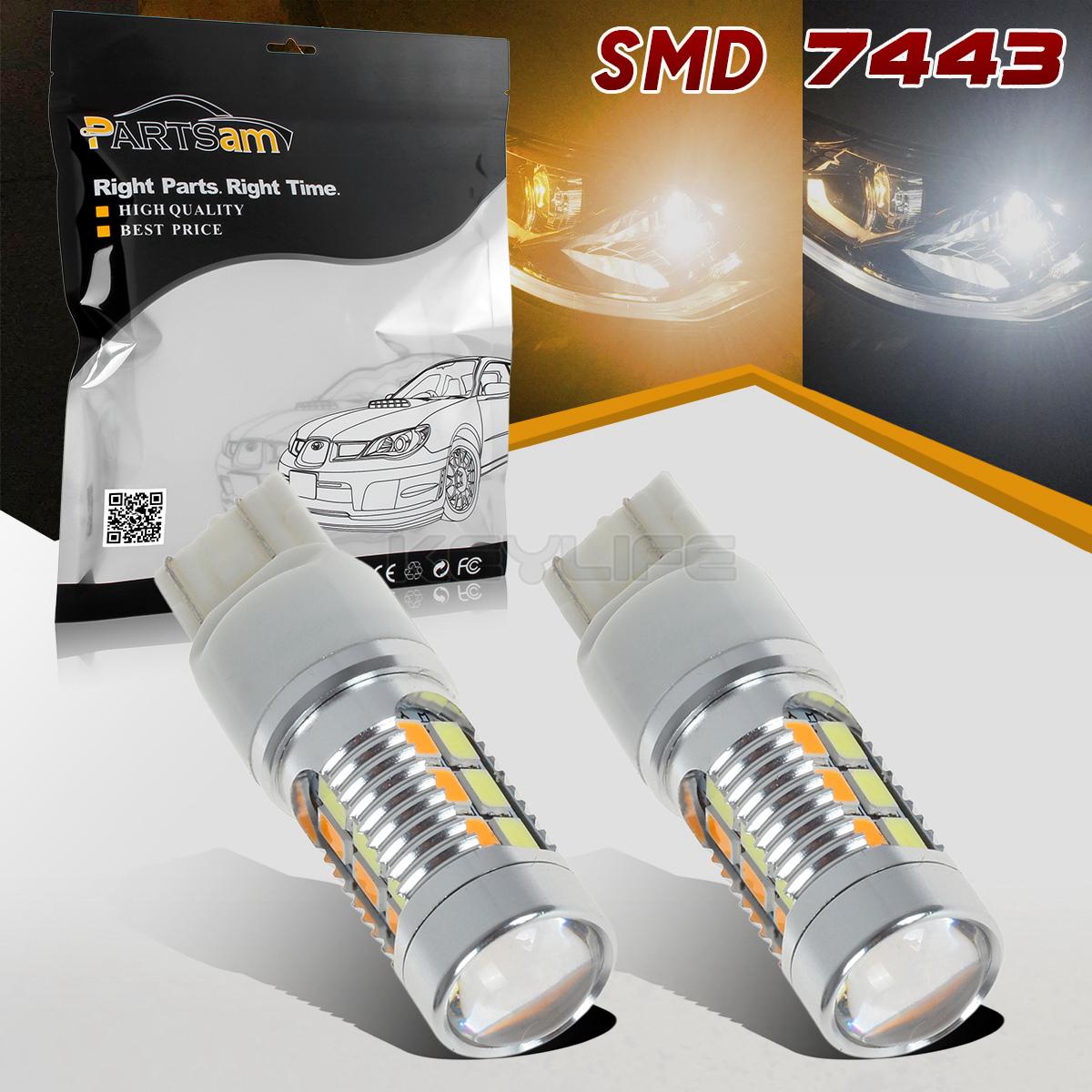 2PCS 7443 Led Bulbs for Switchback Led 22-5730-SMD Dual Color White ...