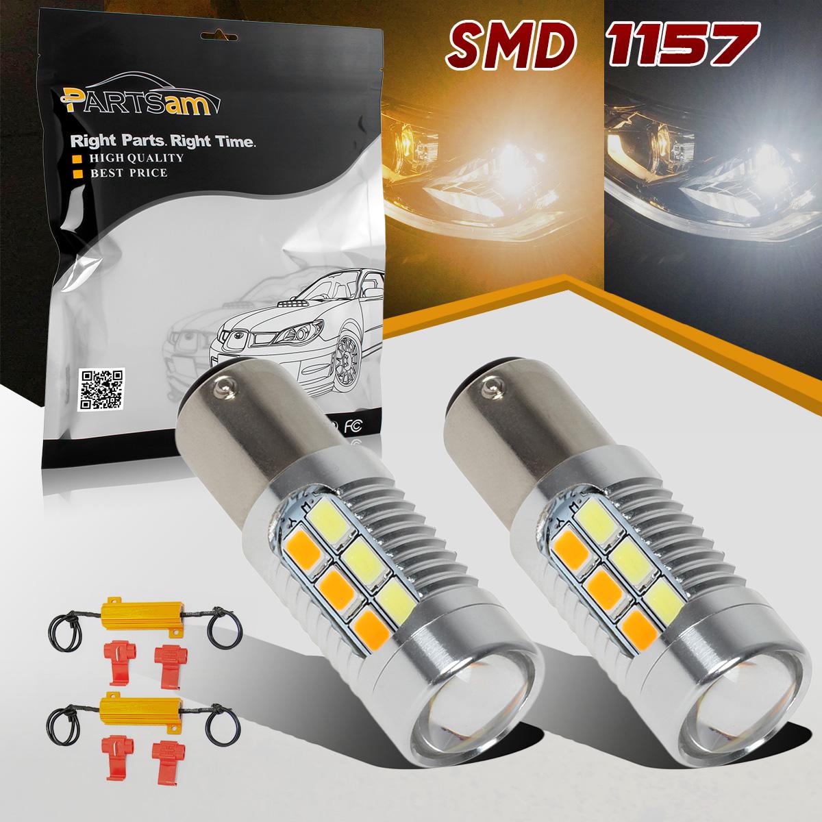 2x 1157 1142 Amber/White Switchback Front Turn Signal Light Led +Load