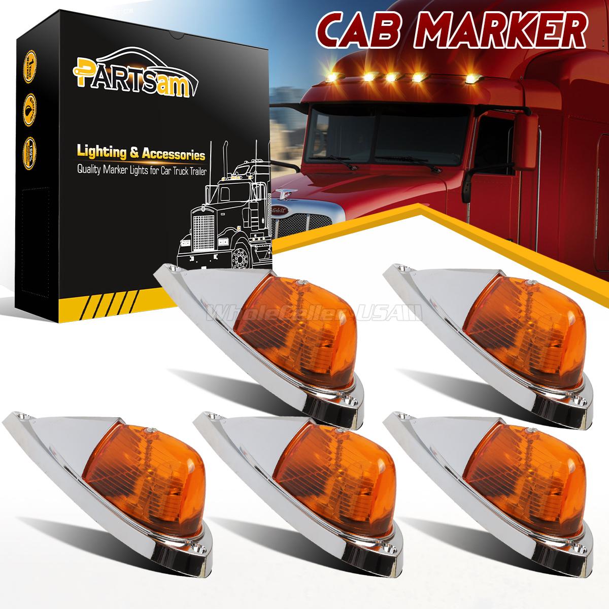5PCS Truck Semitrailer Amber Cab Marker Roof Running Clearance Lights