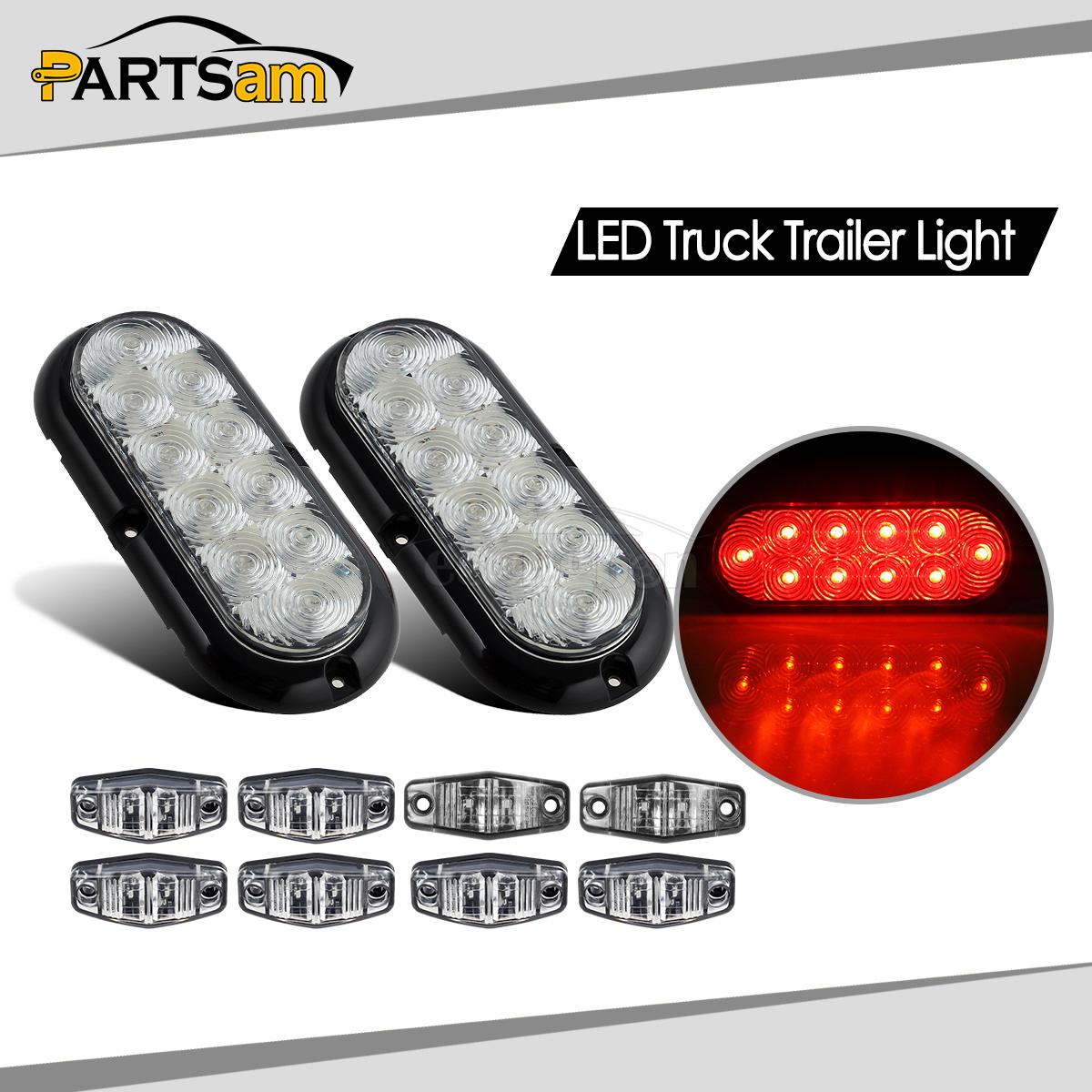 Trailer LED Light kit, Clear lens Red Stop Turn Tail,Utility, boat