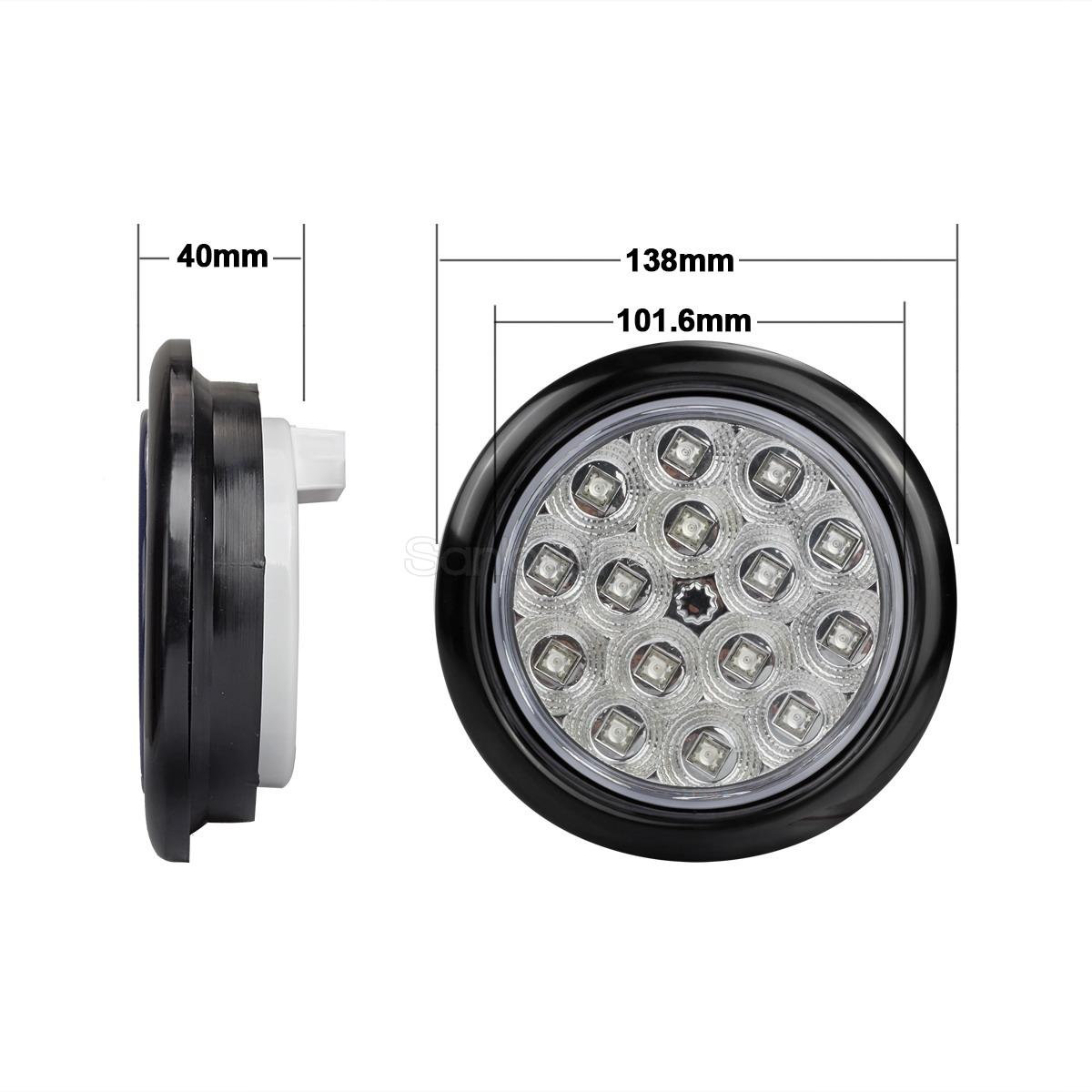 4" Round Truck Trailer Stop/Turn/Tail Reverse Light Flush Mount White