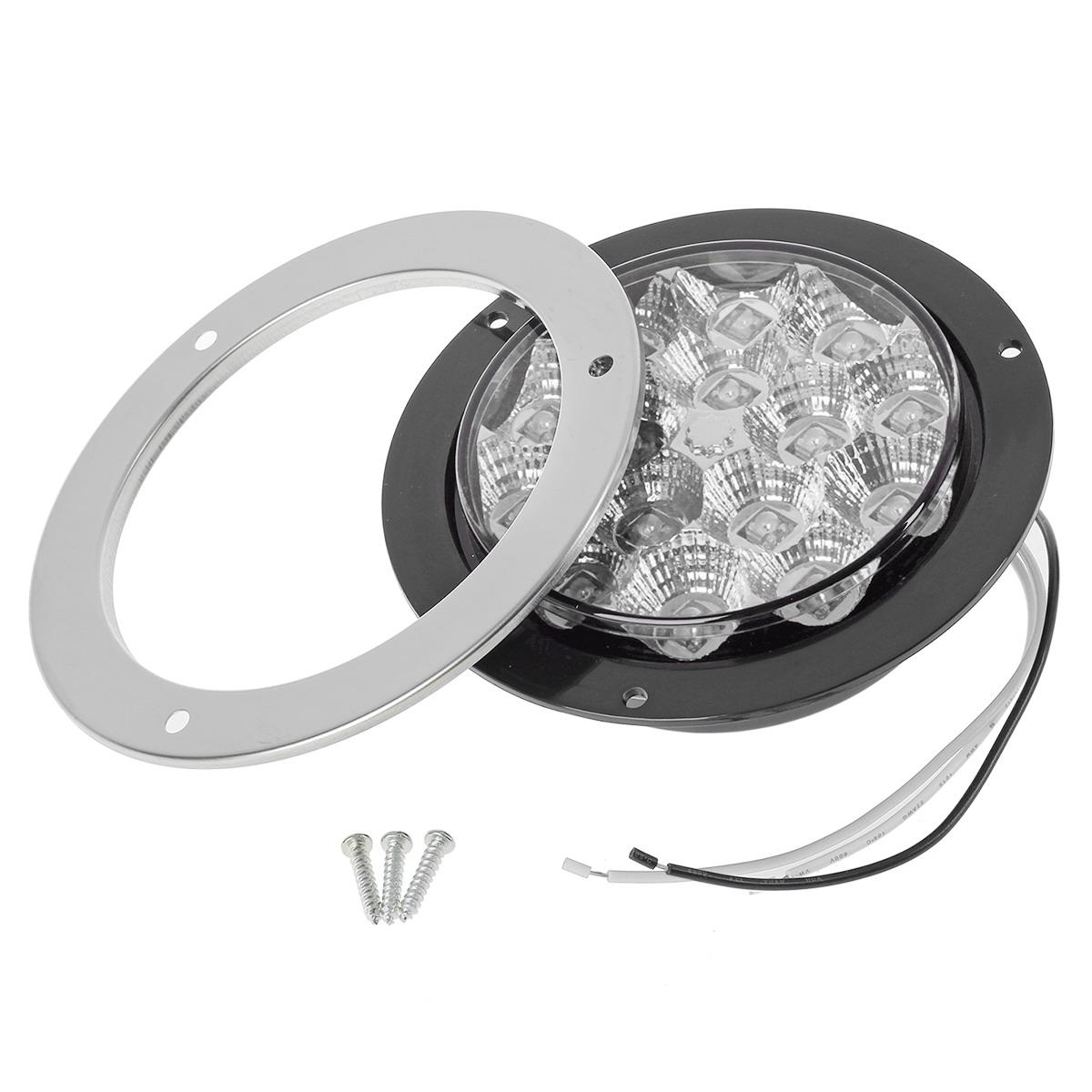 2xWhite 15 LED Truck Trailer light Stop Turn Tail Back up 4" Round w