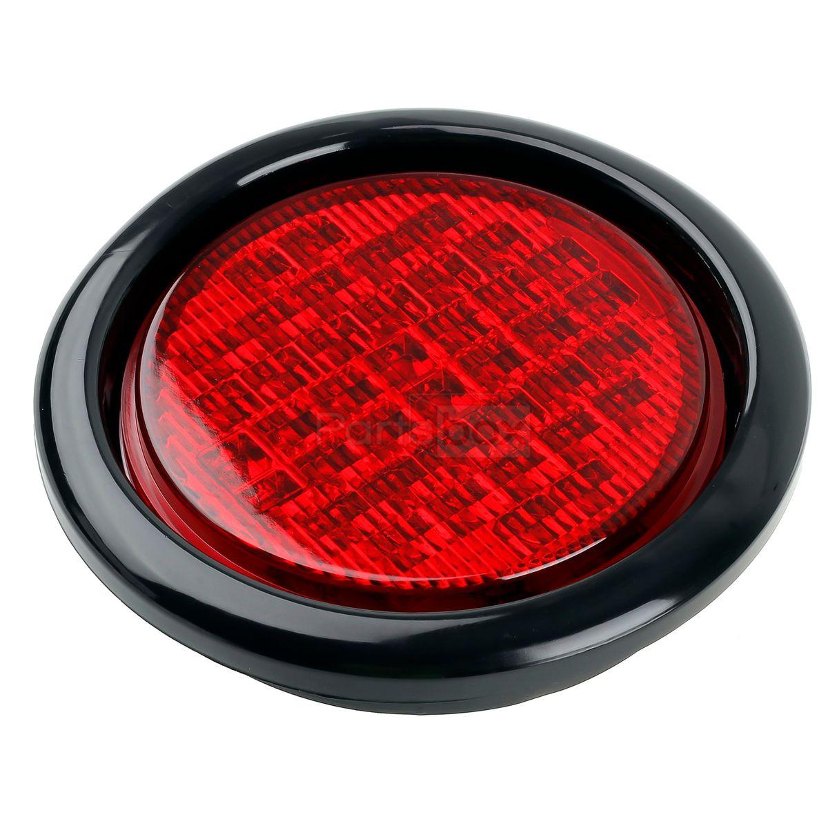 4 U0026quot Round Truck Trailer Rubber Mount Stop Turn Tail Brake Light Sealed Red 40 Led