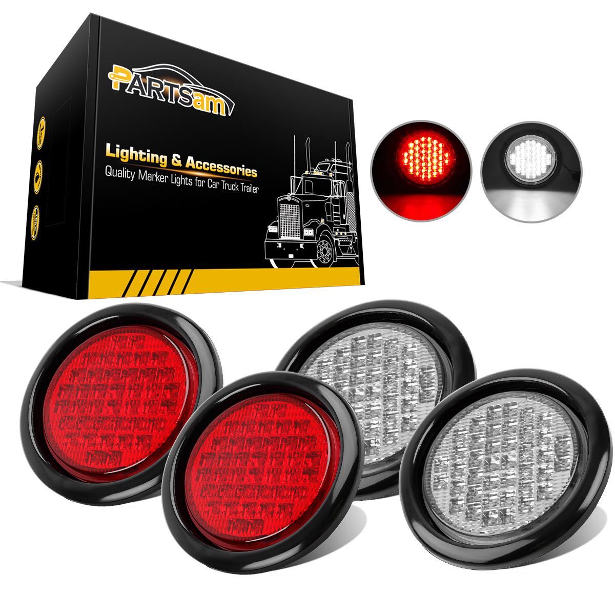 4xred White 40 Led 4 U0026quot Round Light Stop Turn Tail Backup W