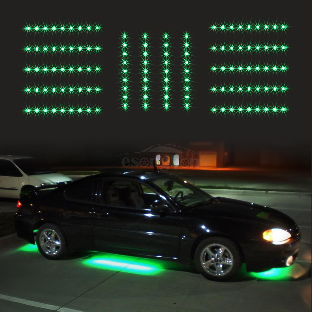 14pc Green Car Truck Underglow Under Body Neon Accent Glow LED Lights