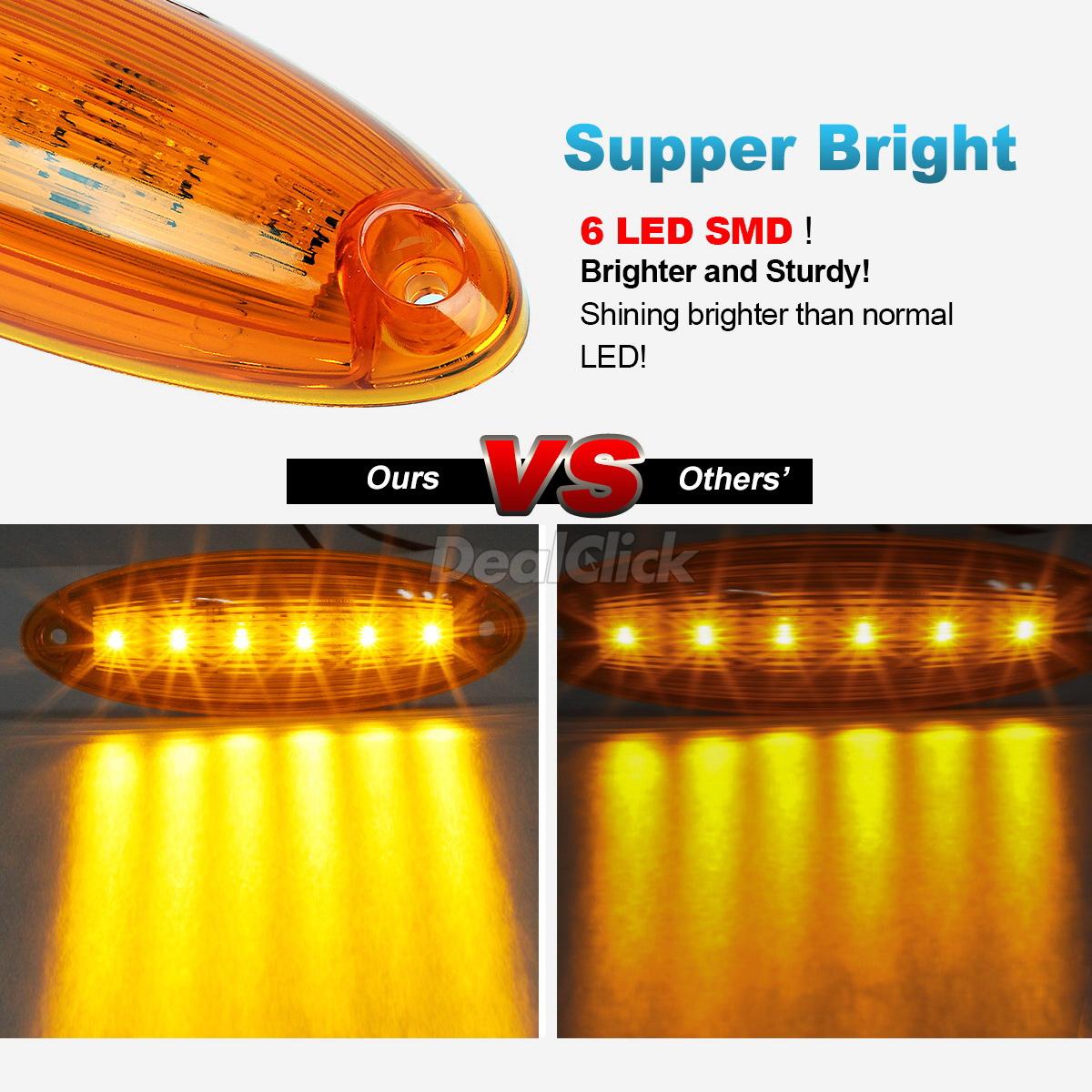 1x6 LED Amber Cab Marker Roof Top Clearance Light Lamp for Freightliner