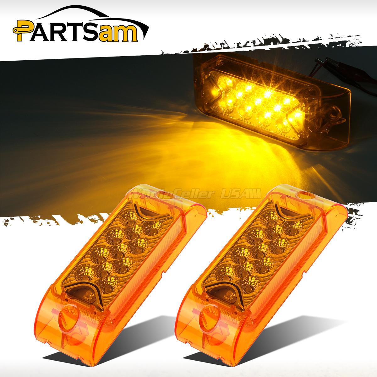 2x Amber 13 LED Rectangle Surface Mount Side Marker Park Turn Signal Lights 12V eBay