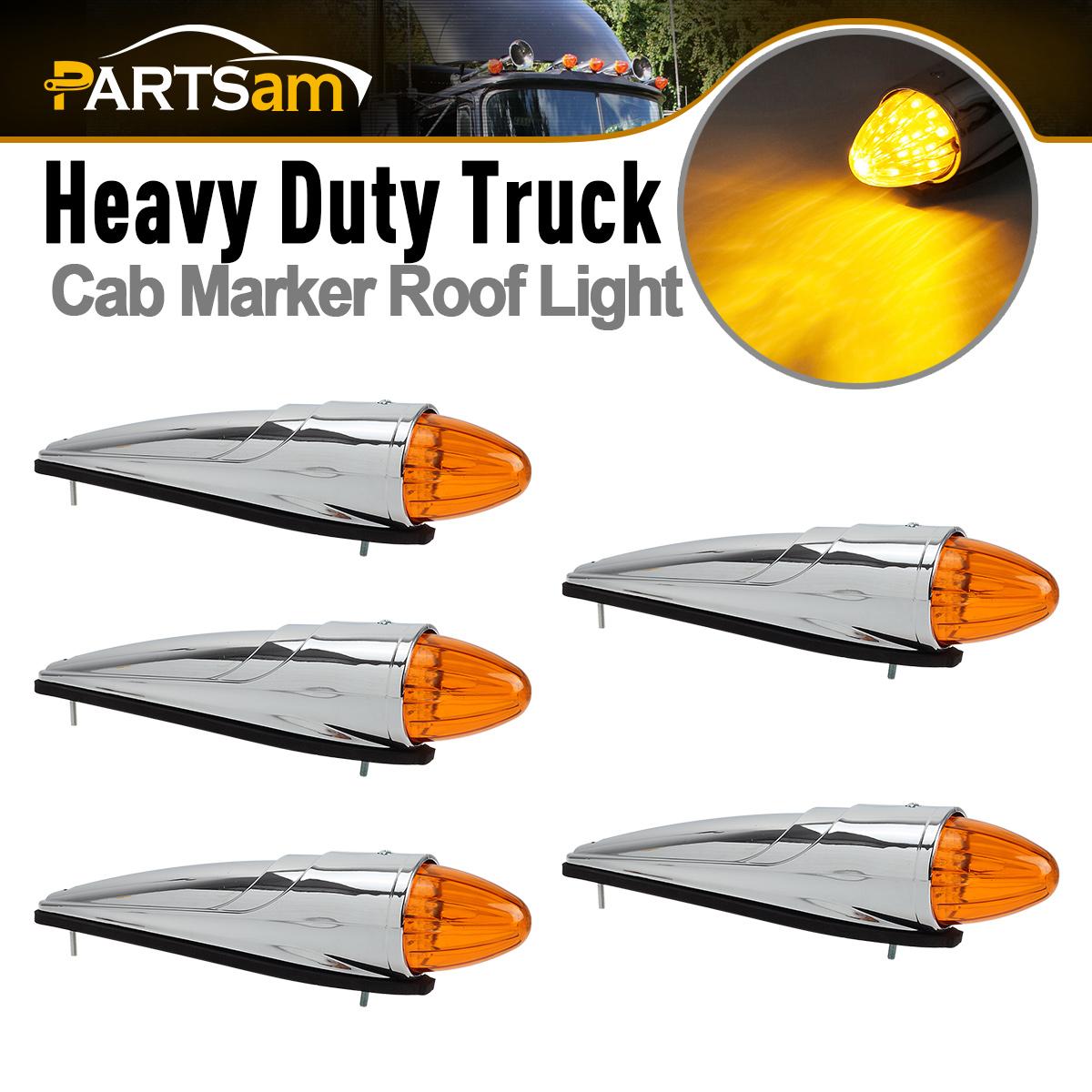 5x 17led amber semi truck roof cab marker clearance light kenworth stop engine light
