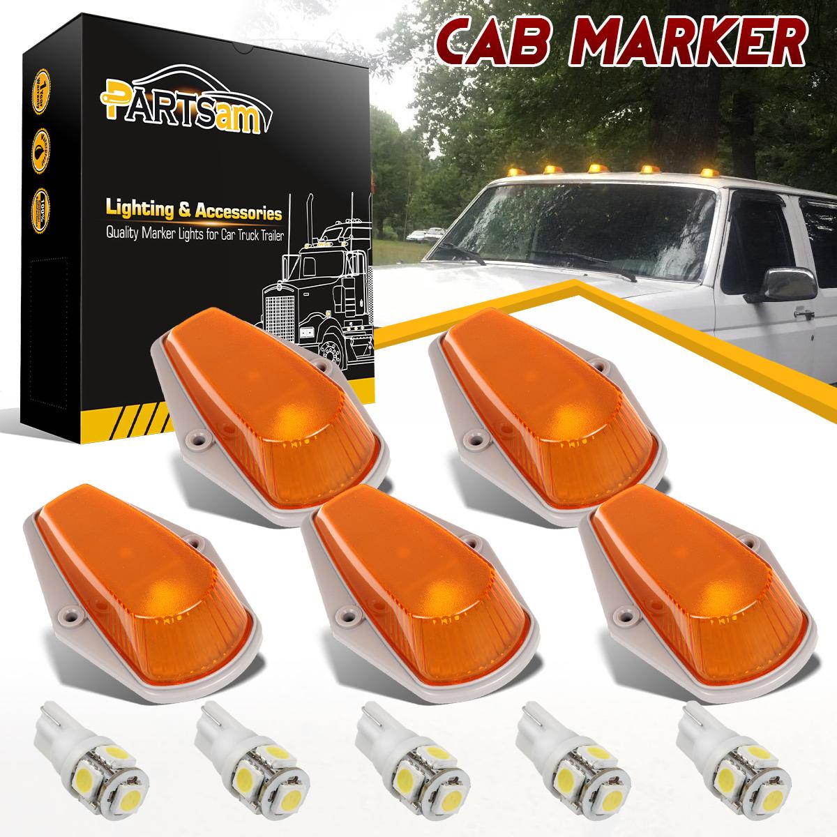 5)Clearance Cab Marker Light 15442 Amber Lens+5050 White T10 LED for