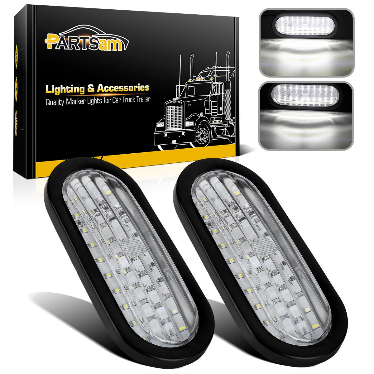 2PC Submersible 6" Oval White Stop Turn Tail Reverse Lights 30 LED w