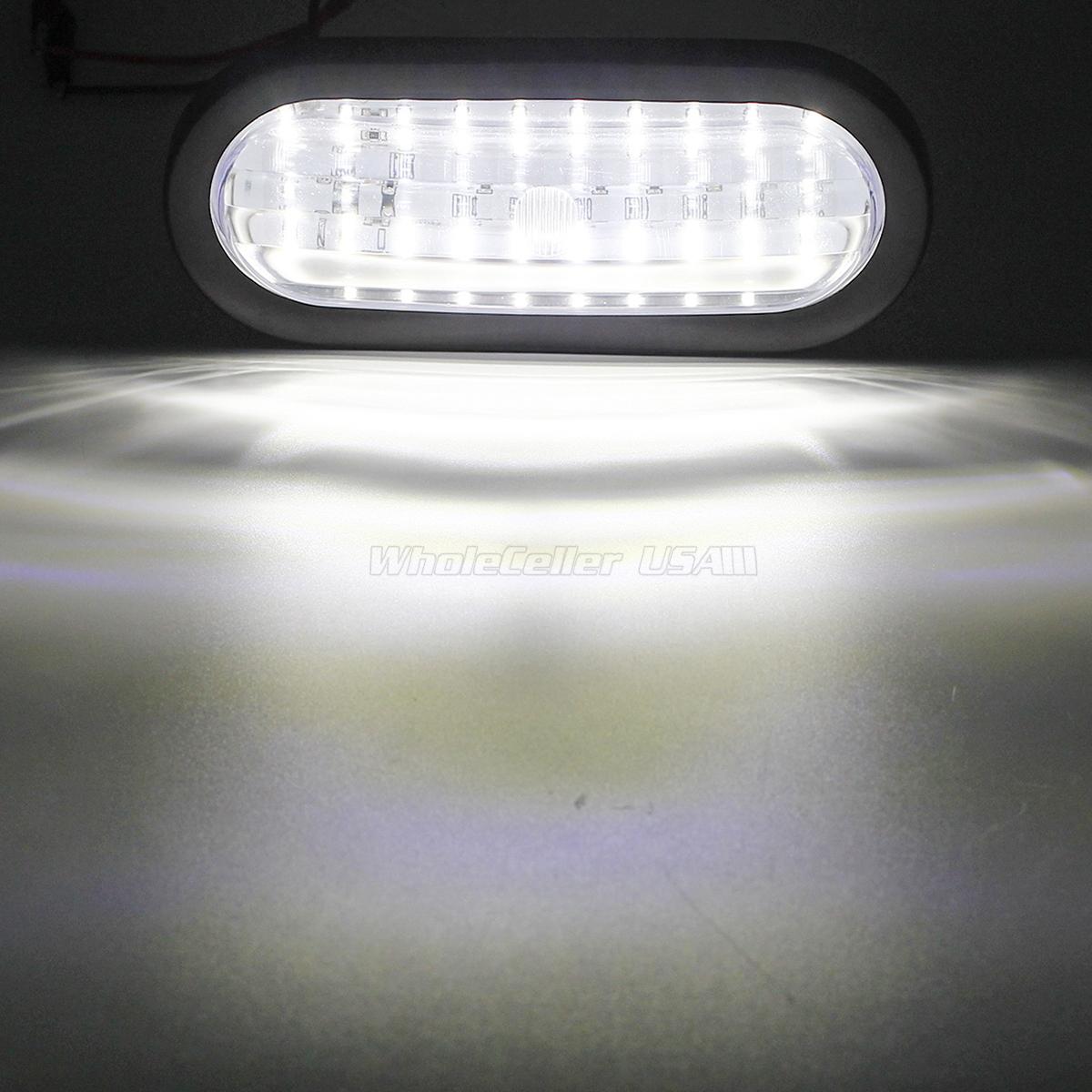 2PC Submersible 6" Oval White Stop Turn Tail Reverse Lights 30 LED w/Flush Mount eBay