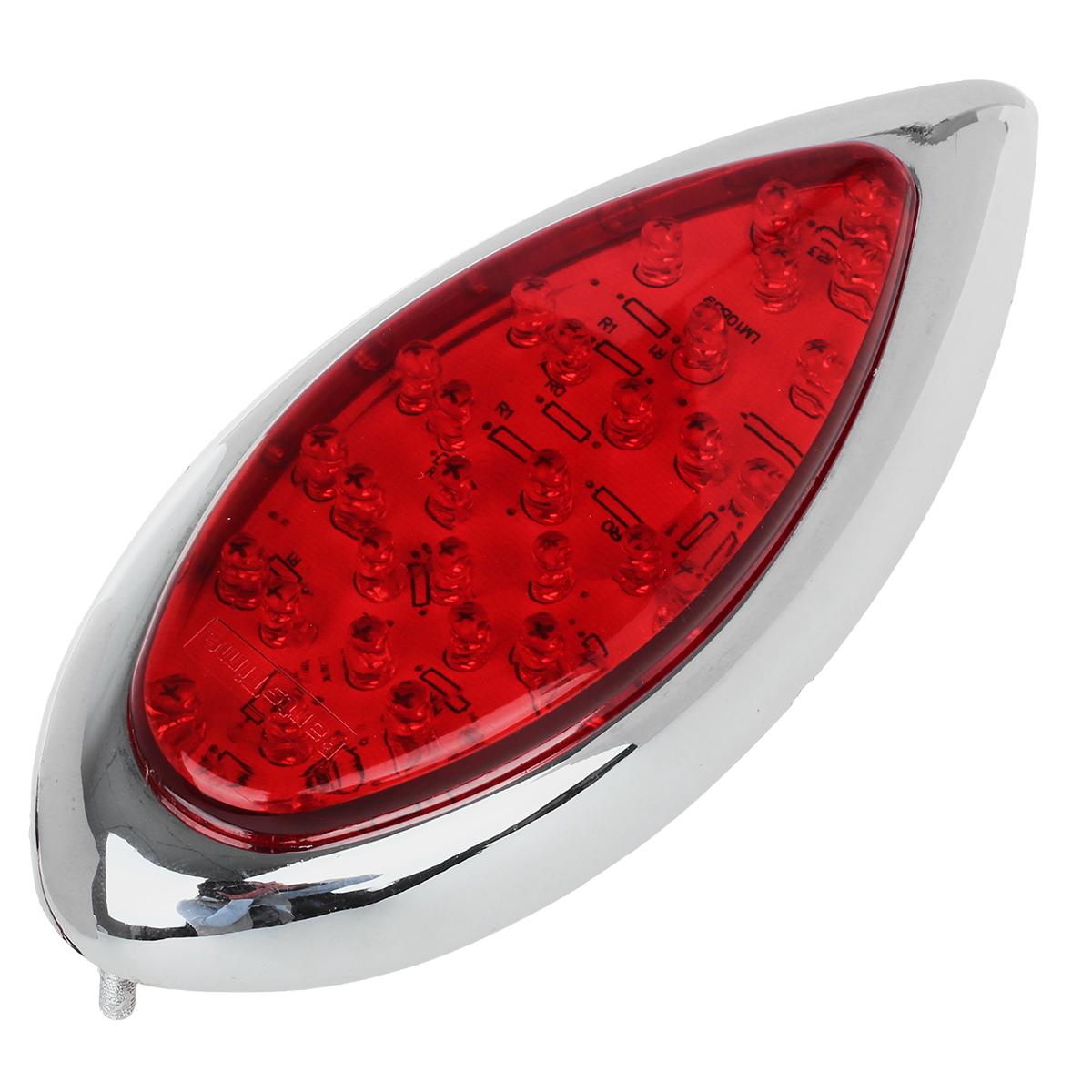 2xRed 35 LED Tear Drop Hot Rod Stop Turn Brake Tail Lights Chrome