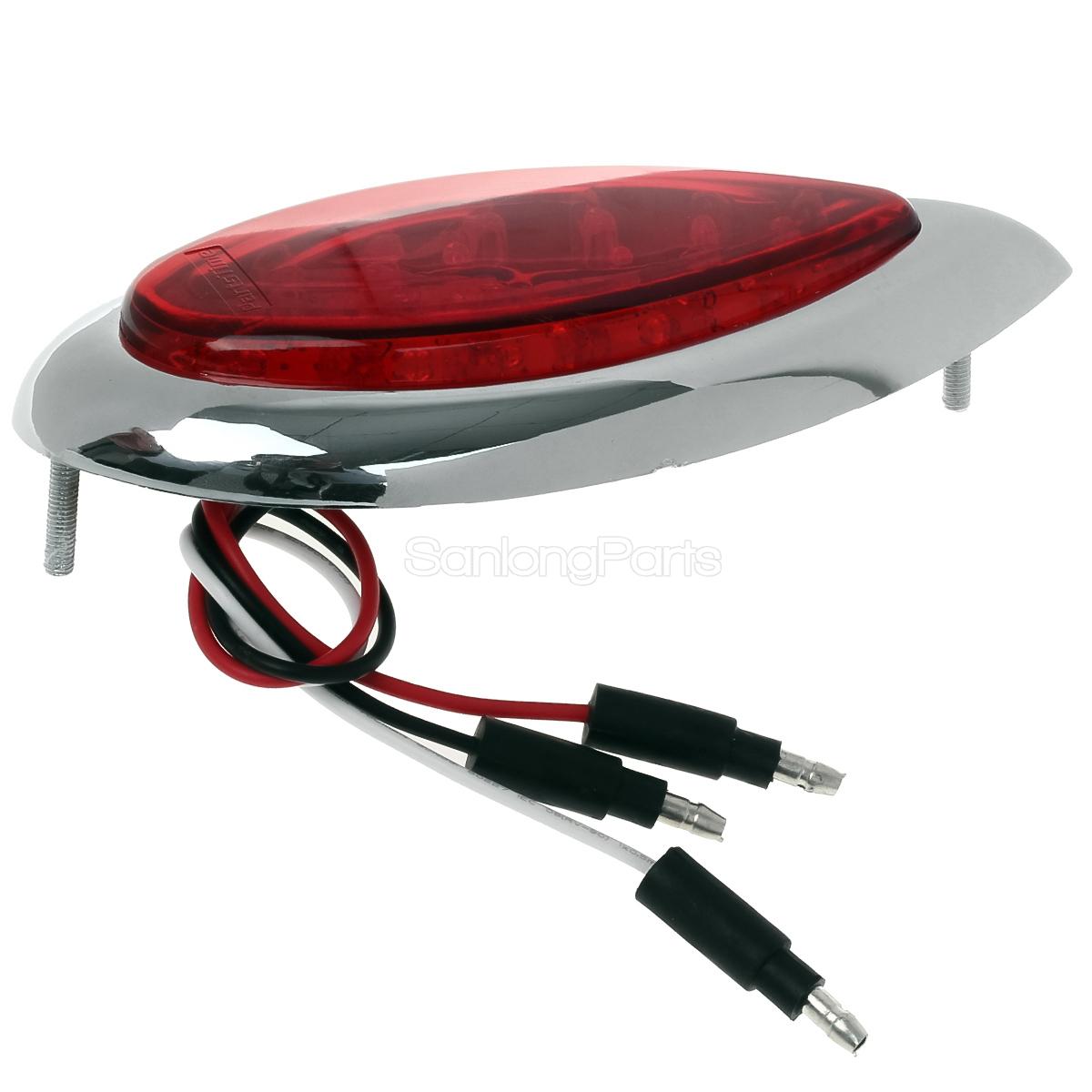 2xRed 35 LED Tear Drop Hot Rod Stop Turn Brake Tail Lights Chrome Bezels Utility eBay