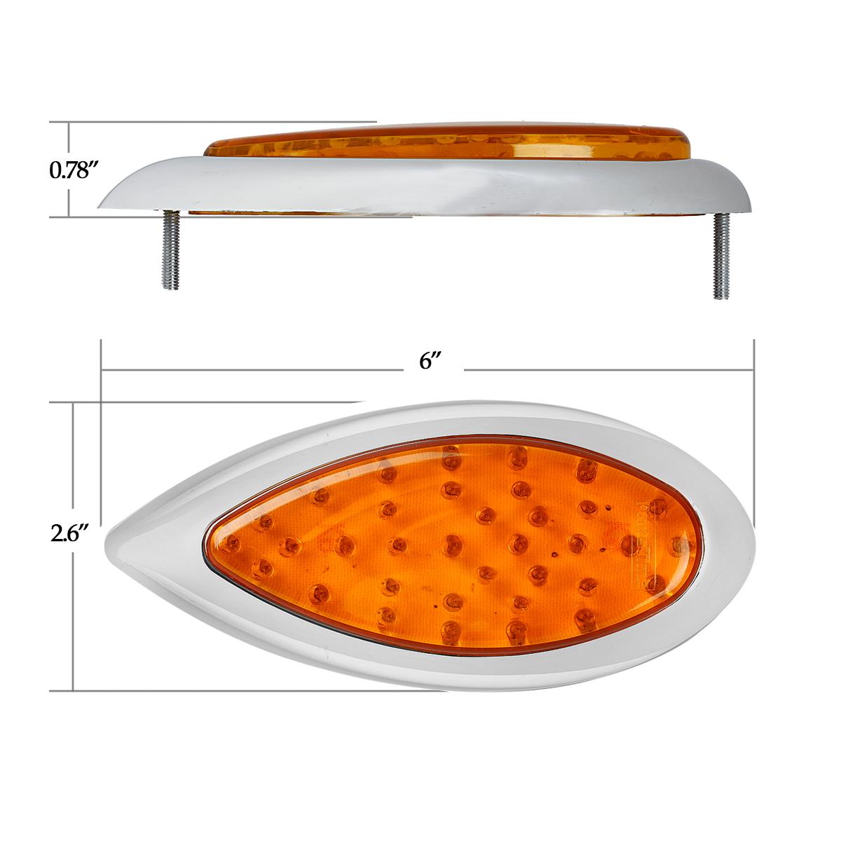 2x Tear Drop Tail Turn Signal Amber 35 LED Marker Lights w/Chrome