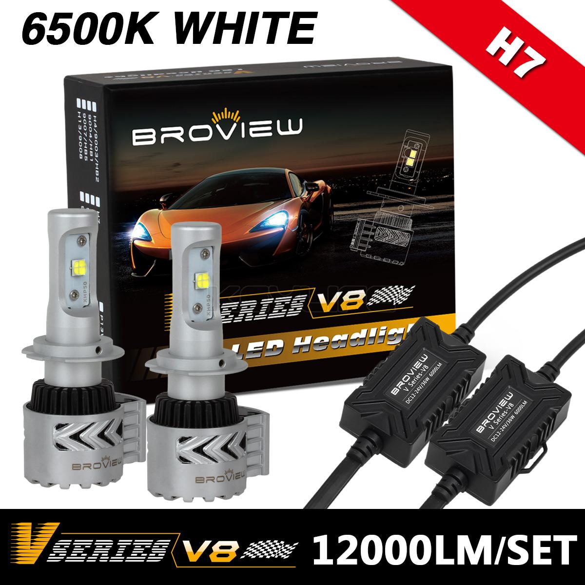 BroView V8 6500K White H7 High Power Headlight Conversion Kit HID/LED