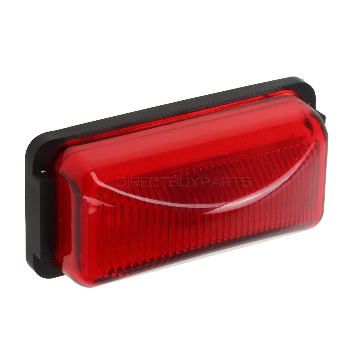 5) 2.5" Red Rectangular Side Marker Light Trailer One Bulb Replace ID