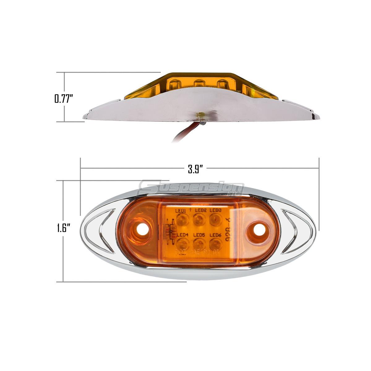 20x Oval Universal Side Marker Light Turn Position Trailer Lights 6 Diodes Amber