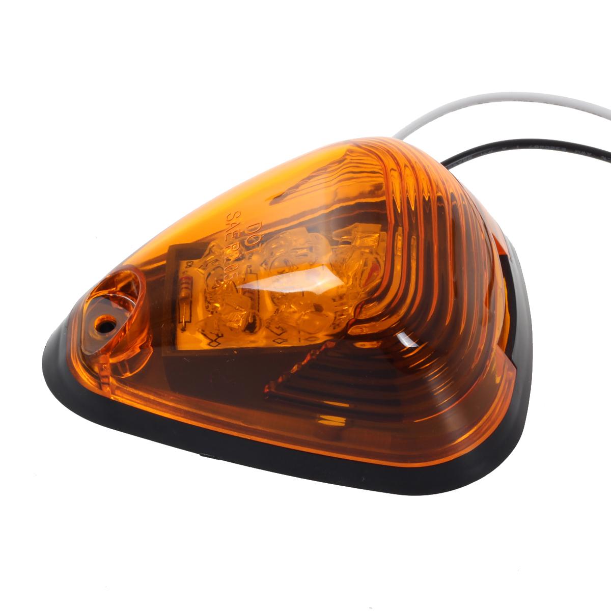 Set/5 Amber Top Roof Clearance Cab Markers Lights w/ Amber LED Assembly