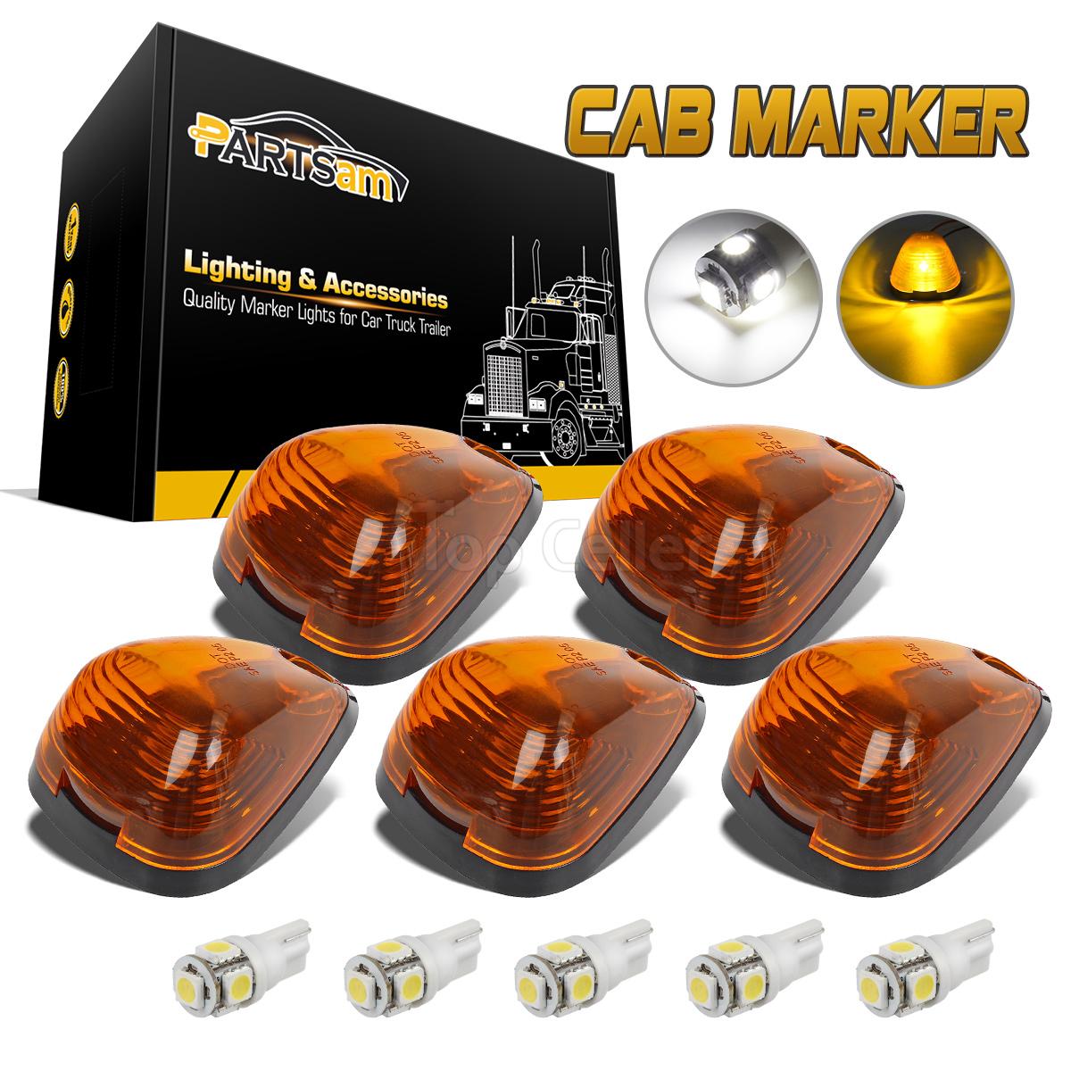 5x Amber Roof Cab Marker Lights White LED Assembly for 20102014 Ford
