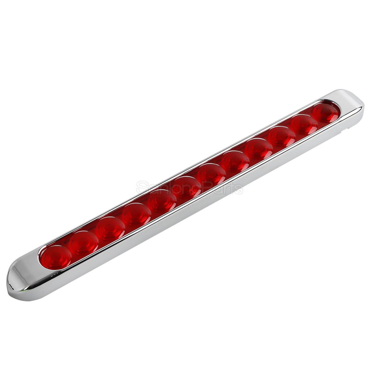 2xRed 17" 12LED Turn Tail Stop Brake Clearance Light Bars w/Chrome