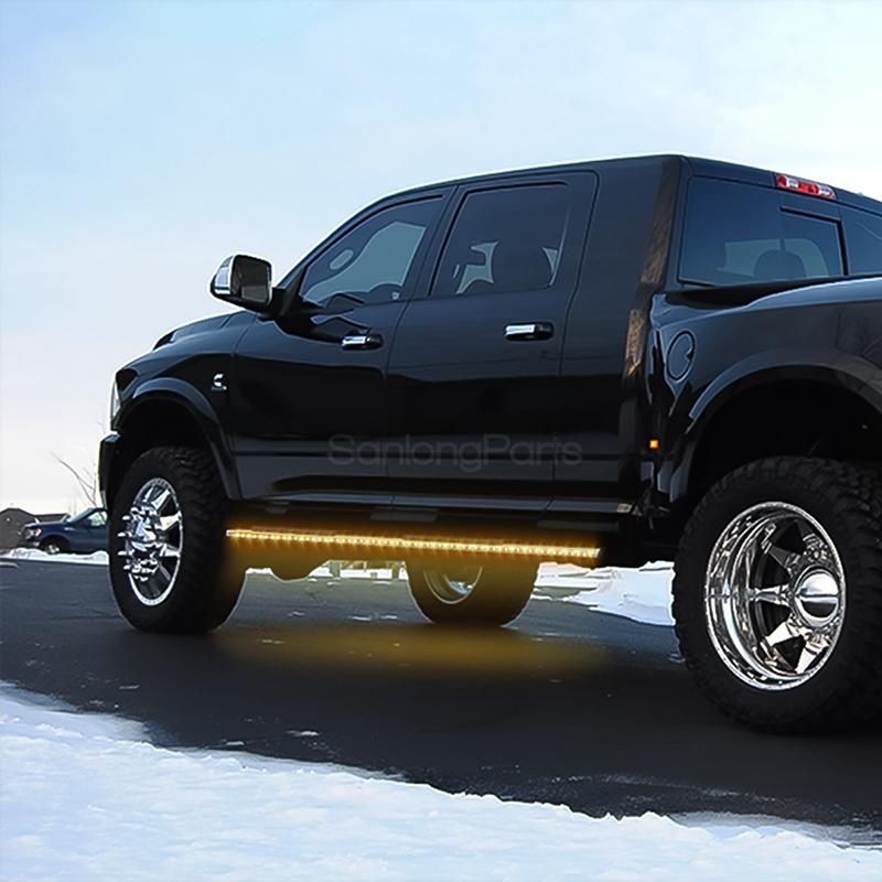 48" White/Amber Led Running Board Light Bar Step Side Door Led Light