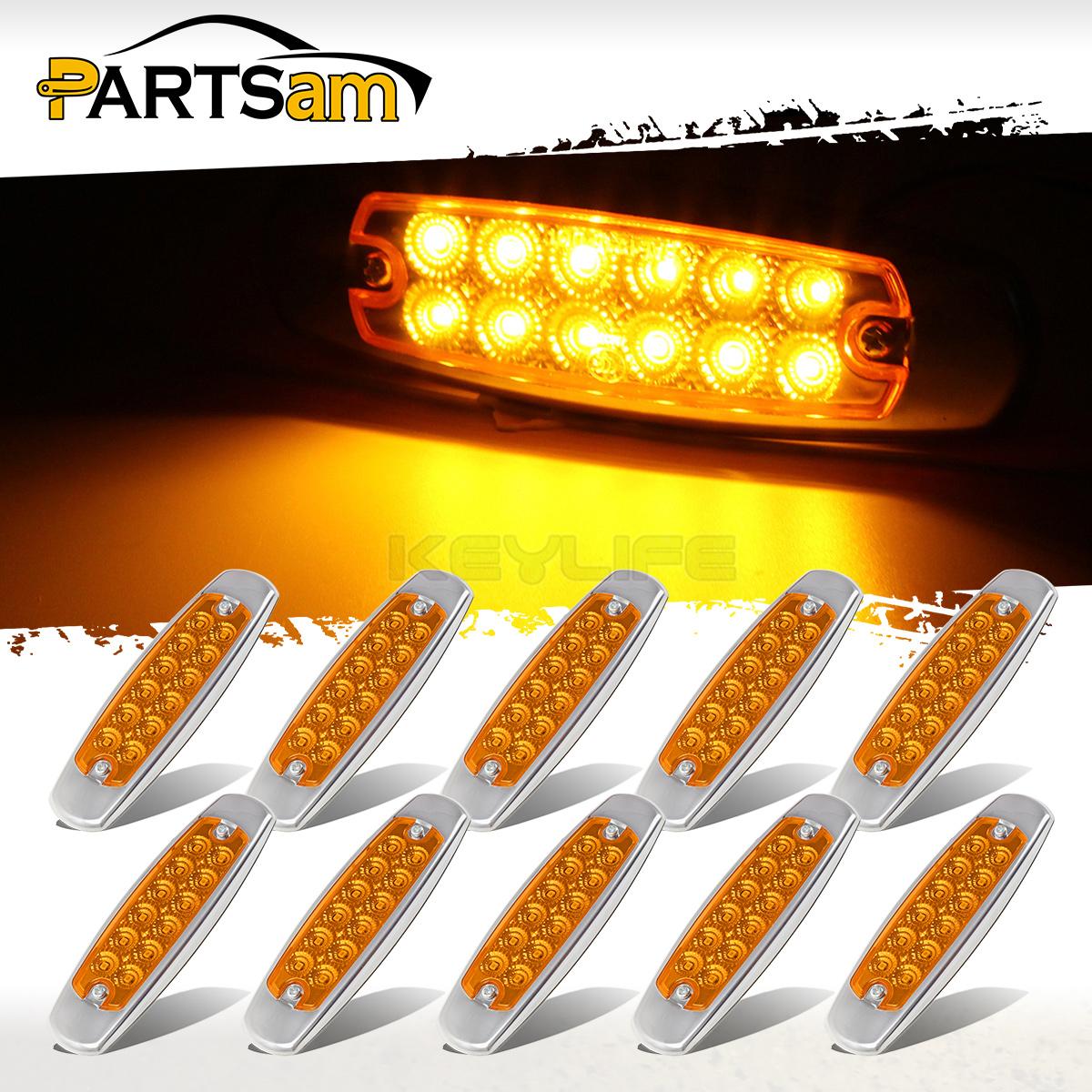 10x 6.15"LED Marker Clearance Light 12LED Pigtail Connector Amber