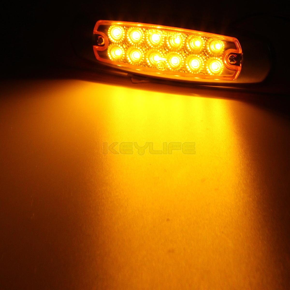 10x 6.15"LED Marker Clearance Light 12LED Pigtail Connector Amber