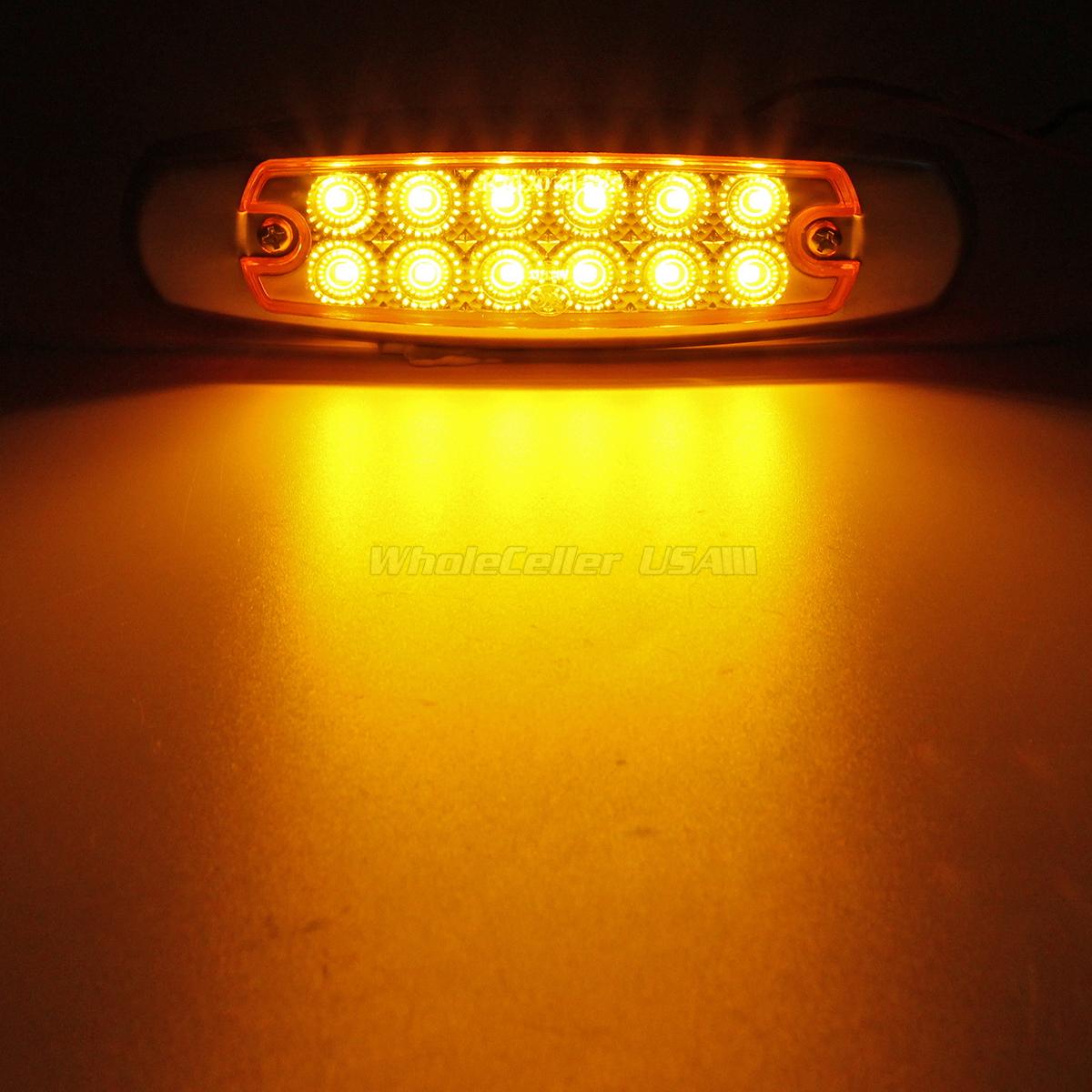 10 X Amber 12V Thin Side Marker Lights Clearance 24 LED Chrome - Foto 3