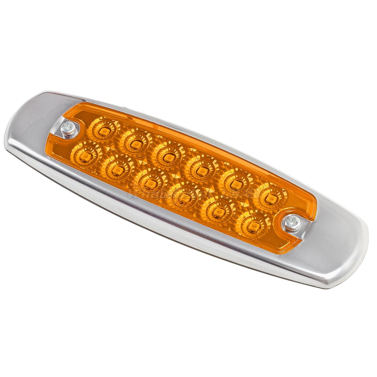 10x 6.15" Amber Cab Marker Light Clearance SS Bezel 12 Diodes For