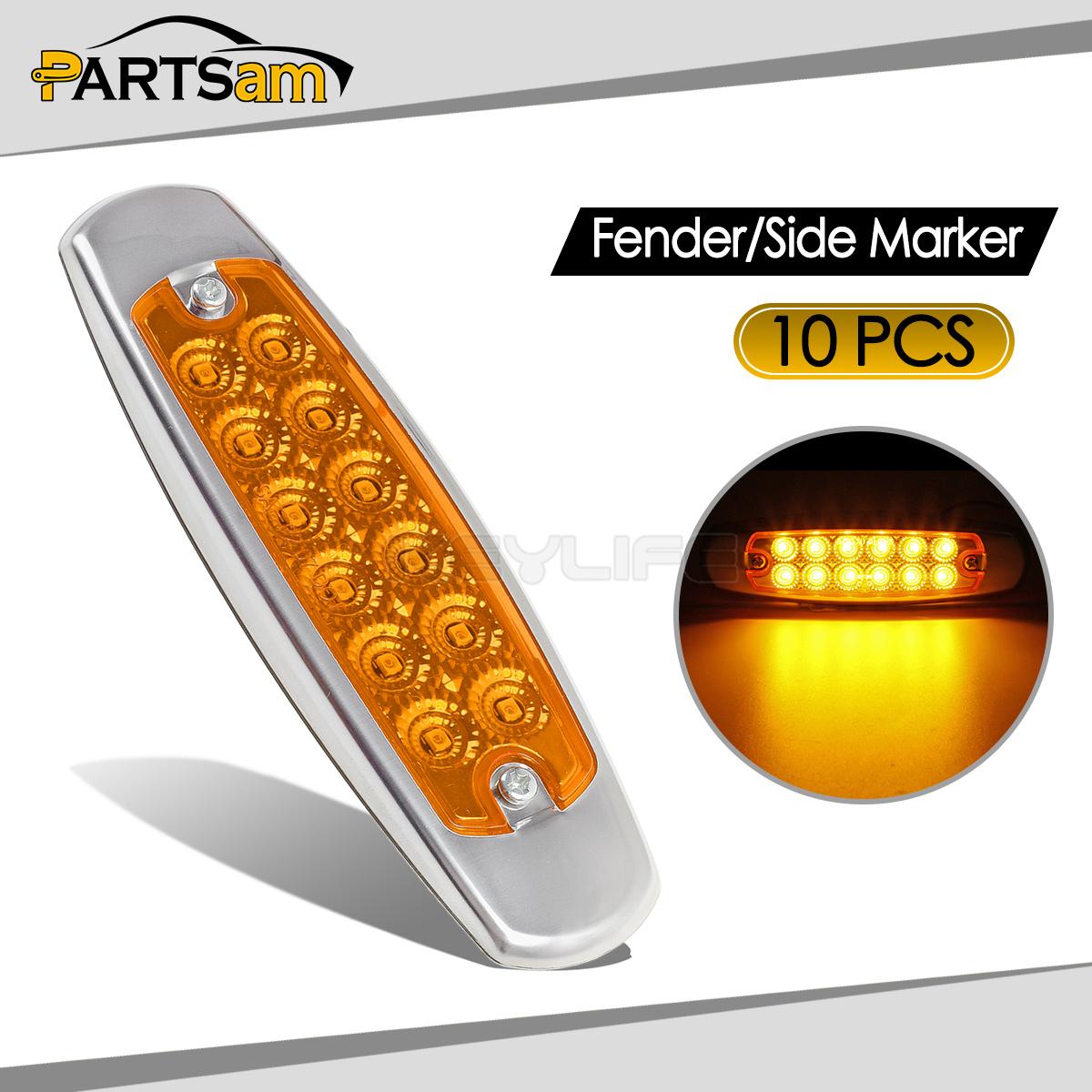10x 6.15"LED Marker Clearance Light 12LED Pigtail Connector Amber