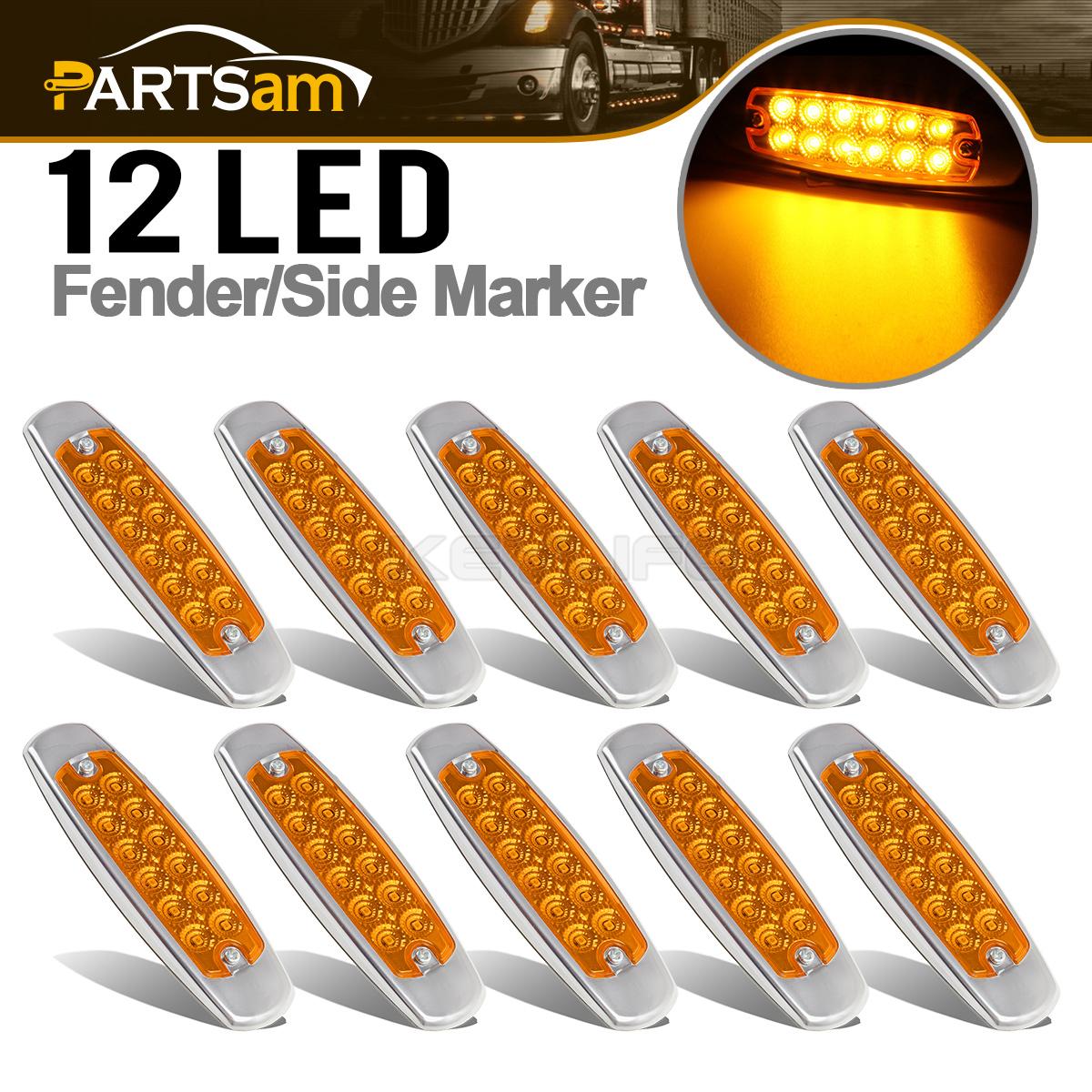10x 6.15"LED Marker Clearance Light 12LED Pigtail Connector Amber