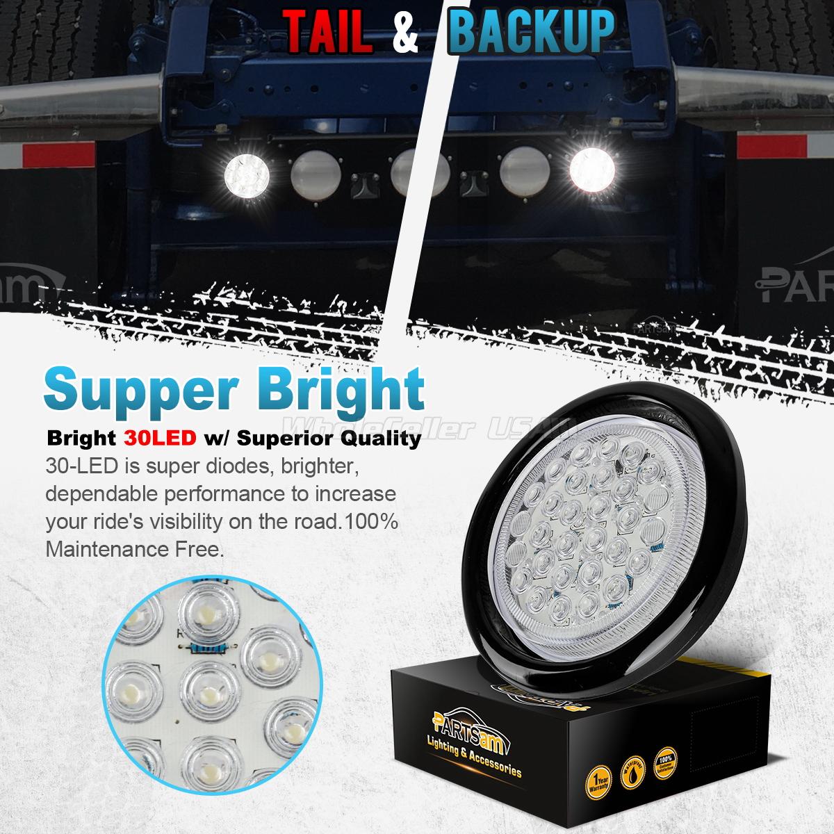 2pc 4 U0026quot Round Backup Reverse Fog Lights W Rubber Mount 30