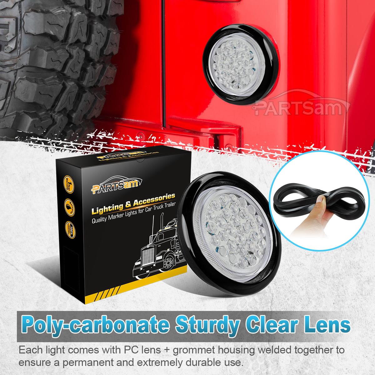 2PC 4" Round Backup Reverse Fog Lights w/Rubber Mount 30 LED Truck