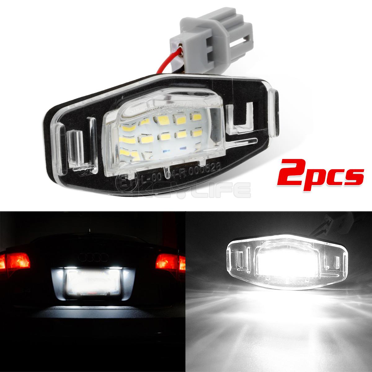 2x White LED Rear License Plate Light Bulbs 18SMD for Honda Accord