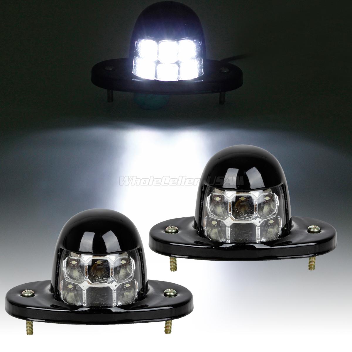 2pcs Universal LED License Plate Light Wiring Lamp for Car Van Trailer
