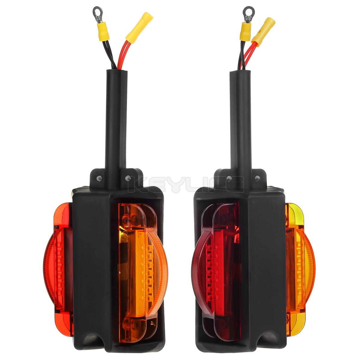2x LED Red/Amber Trailer fender marker light Assembly w Bracket 4