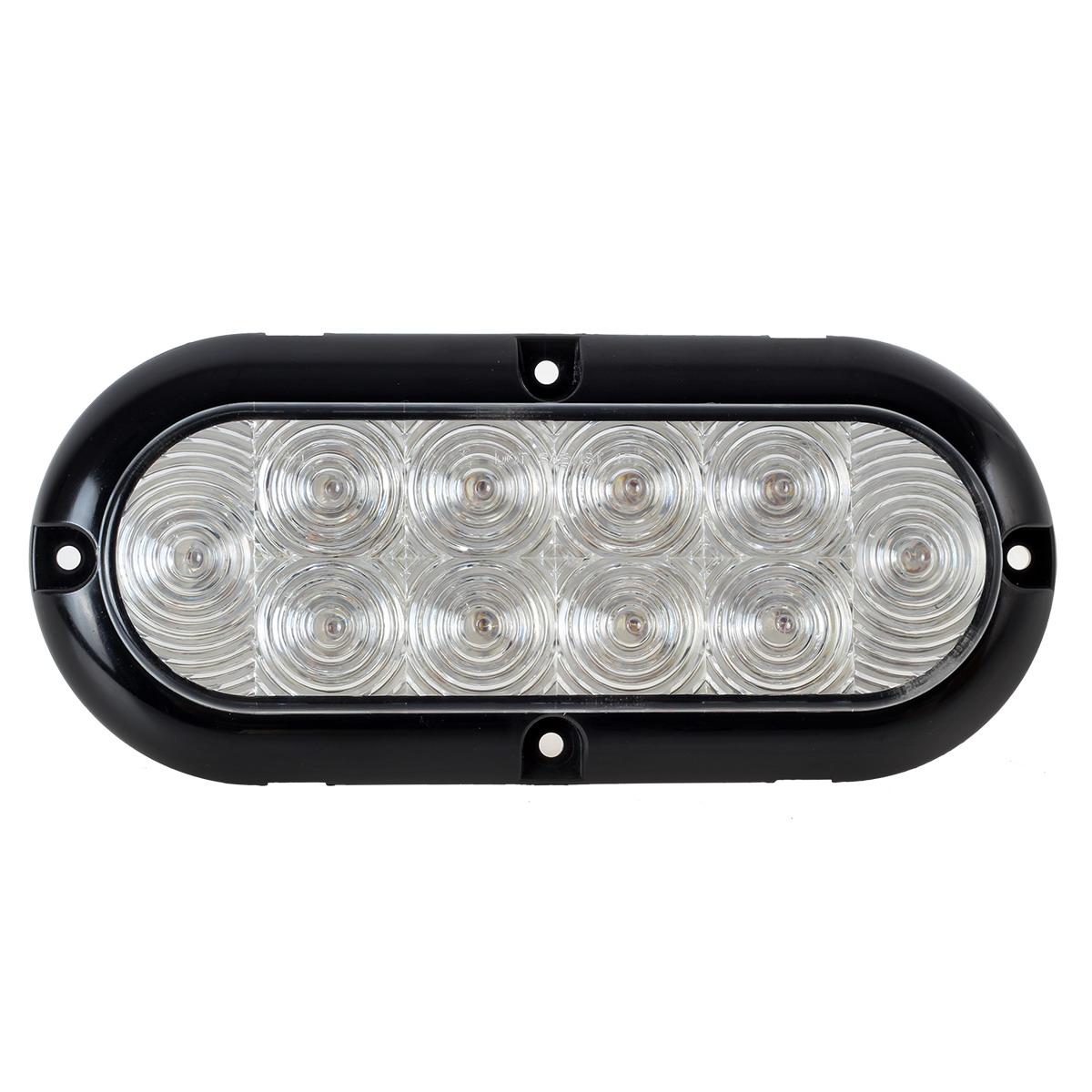 2x6" Oval Chrome White 10 LED Surface Mount Stop Turn Reverse Tail