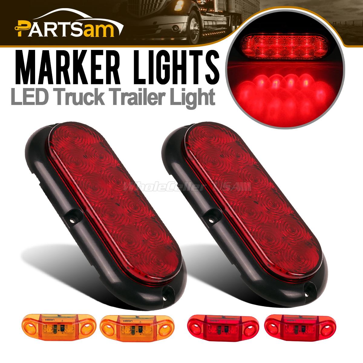 Submersible LED Trailer Light kit,6" Oval Stop Turn Tail,2.57" 2 LED