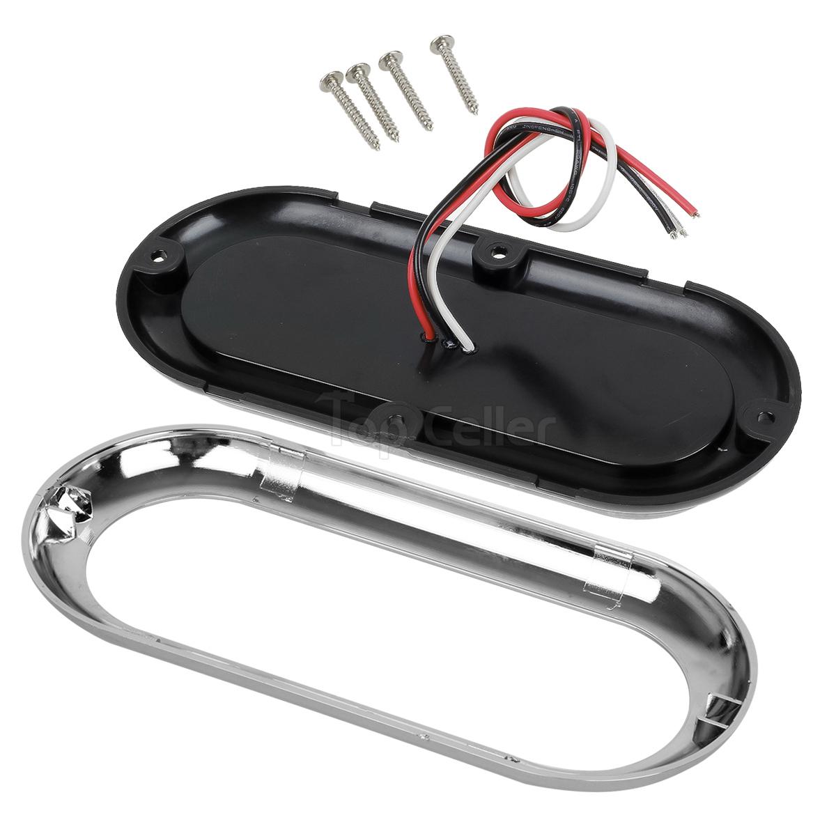 Submersible White 6" 10LED Oval Stop Turn Tail Reverse Light w/Chrome