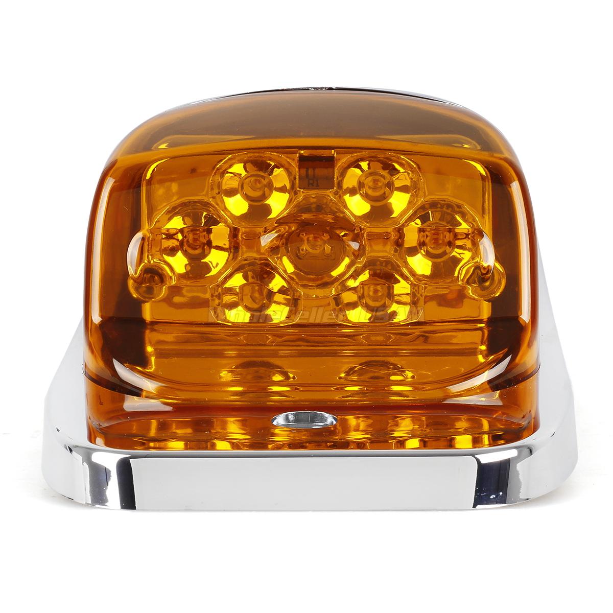 5xchrome Amber 7 Led Upper Cab Marker Lights For Peterbilt Kenworth 