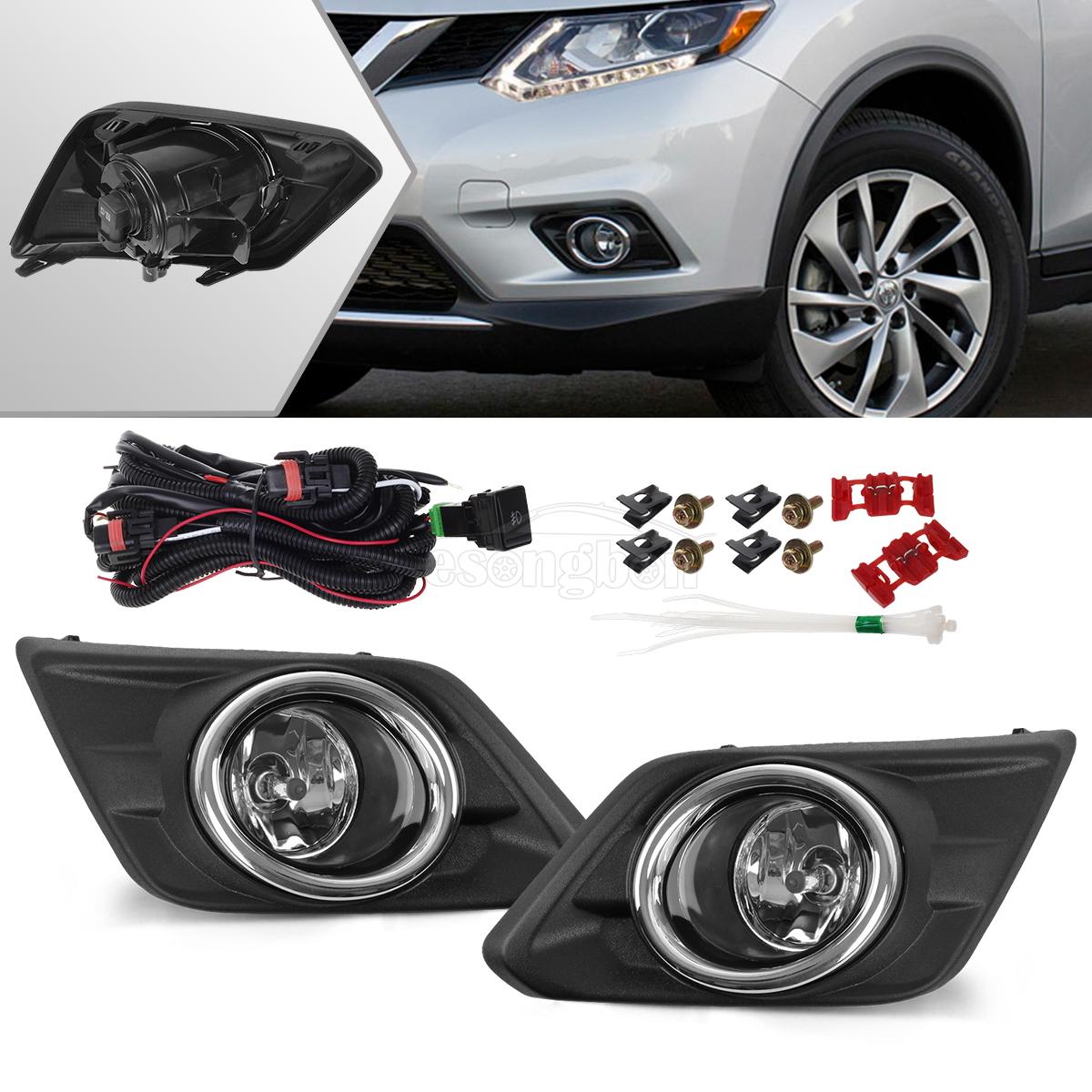 For 2014 2015 2016 Nissan Rogue Fog Light Kit Lamps Bezels Harness