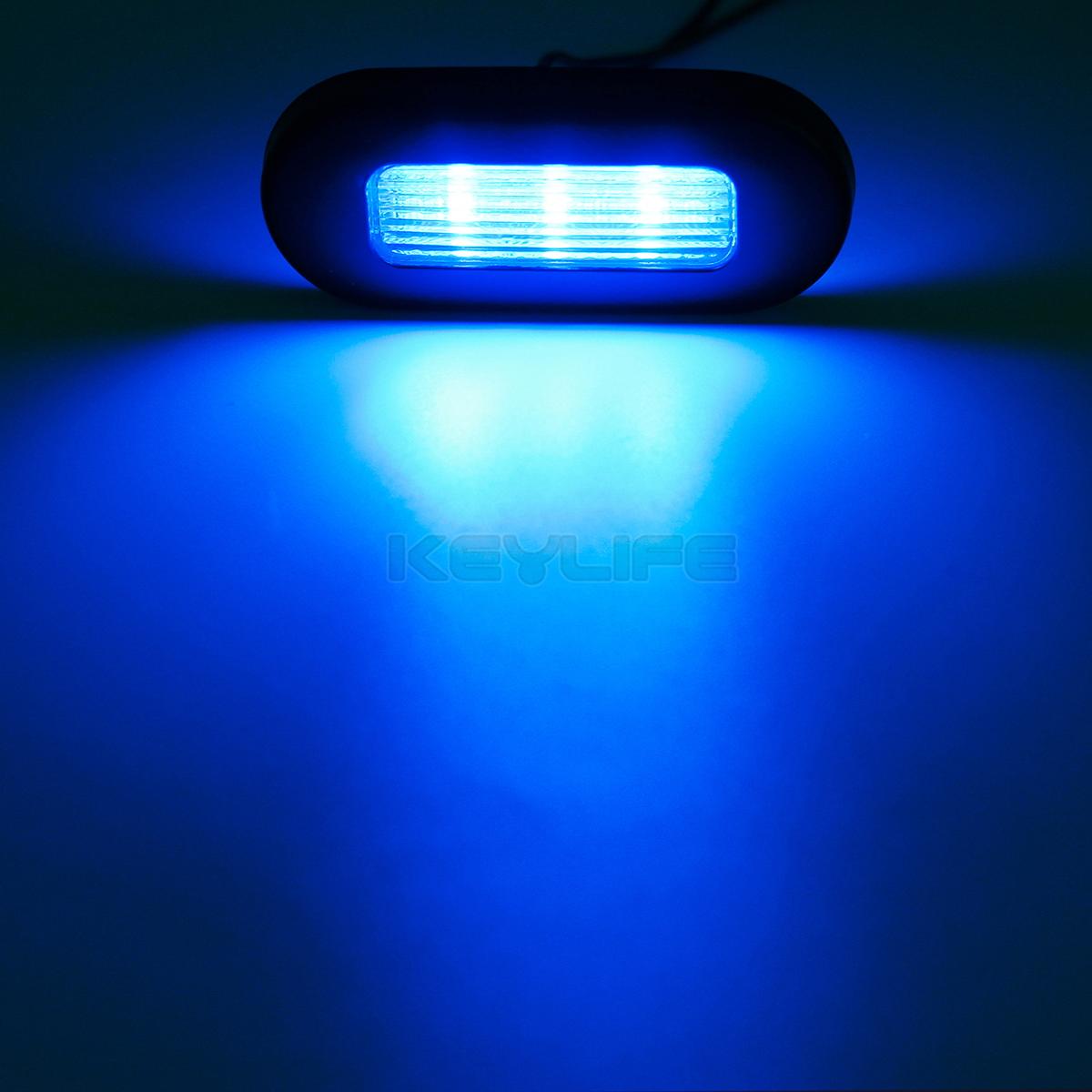 5x 3" Clear/Red Boat Cockpit Interior Step Marine Led Oval Courtesy