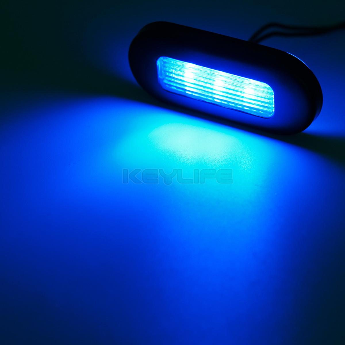 2x 3"Boat Cockpit Interior Step Marine Led Oval Courtesy Light Blue Black Finish eBay