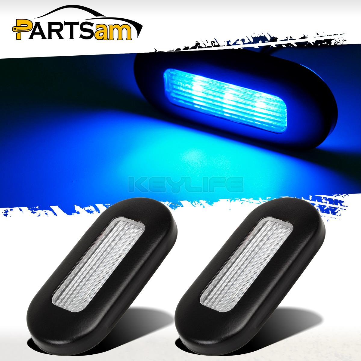 2x 3"Boat Cockpit Interior Step Marine Led Oval Courtesy Light Blue